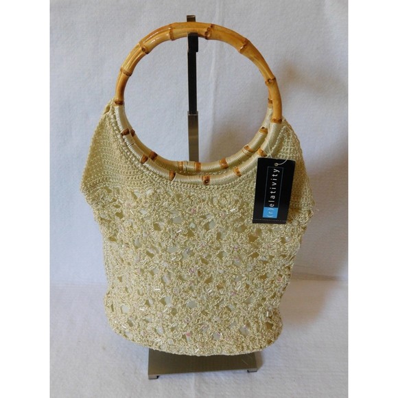 Relativity Purse Handbag Macrame Wood Handle Bag - Picture 4 of 14